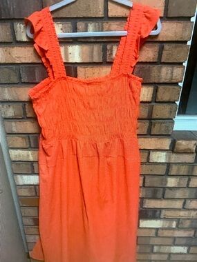 Old Navy Orange Maxi Dress with Ruffle Straps